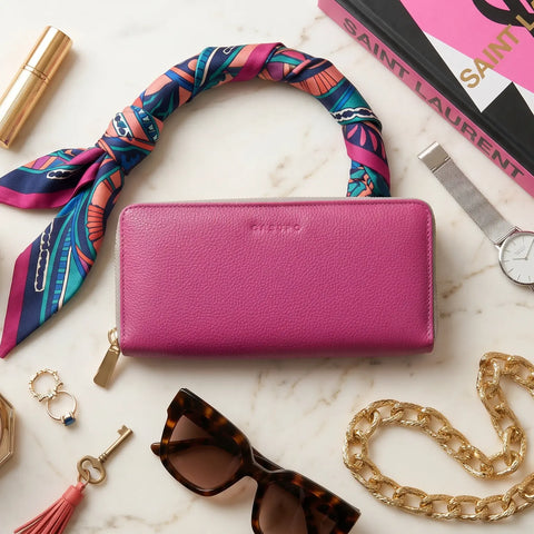 Large Zipper Wallet With Detachable Key Ring - Pink CASUPO  Zipper Wallet