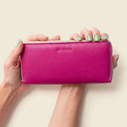 Large Zipper Wallet With Detachable Key Ring - Pink CASUPO  Zipper Wallet