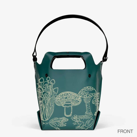 LastBag 17 Inch Waterproof Tote Bag – Adjustable Strap – Artistic Toad & Mushroom Design | Made in USA eqpd  LastBags 45.00 13" Shoulder / Forest