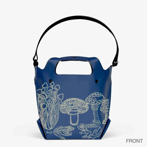 LastBag 17 Inch Waterproof Tote Bag – Adjustable Strap – Artistic Toad & Mushroom Design | Made in USA eqpd  LastBags 45.00 13" Shoulder / Navy