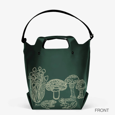LastBag 17 Inch Waterproof Tote Bag – Adjustable Strap – Artistic Toad & Mushroom Design | Made in USA eqpd  LastBags