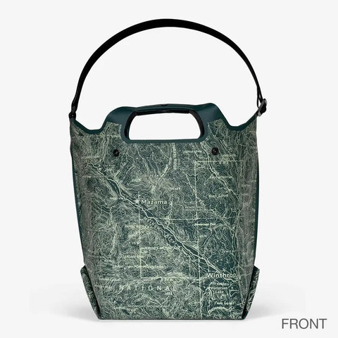 LastBag Full Methow Valley Tote Bag 11x7x14 Inch Waterproof Vinyl Carryall – Lightweight Durable Everyday Bag | Made in USA eqpd   64.00 17" Shoulder / Forest Methow Map