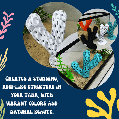 Large Reef Branch Aquarium Ornament – Vibrant Coral Decor 7 Inch | Made in USA Chatelet Manufacturing 