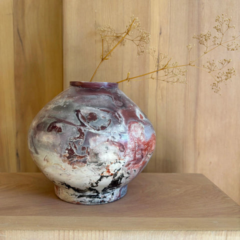 Lava Moon 1 | Handcrafted Porcelain Lava Moon Vase 6.25 Inch – Foil Saggar Fired Decorative Pottery | Made in USA All Muddy 