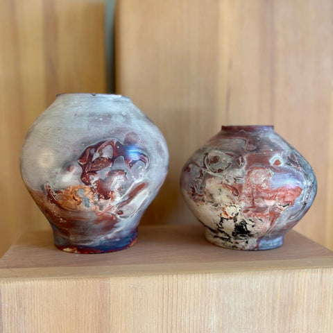 Lava Moon 1 | Handcrafted Porcelain Lava Moon Vase 6.25 Inch – Foil Saggar Fired Decorative Pottery | Made in USA All Muddy 