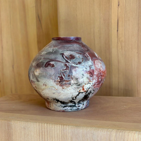 Lava Moon 1 | Handcrafted Porcelain Lava Moon Vase 6.25 Inch – Foil Saggar Fired Decorative Pottery | Made in USA All Muddy 