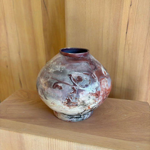 Lava Moon 1 | Handcrafted Porcelain Lava Moon Vase 6.25 Inch – Foil Saggar Fired Decorative Pottery | Made in USA All Muddy 
