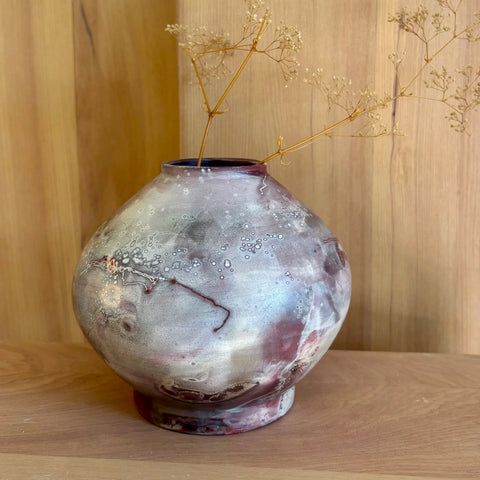 Lava Moon 1 | Handcrafted Porcelain Lava Moon Vase 6.25 Inch – Foil Saggar Fired Decorative Pottery | Made in USA All Muddy 