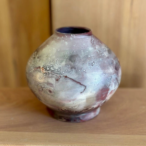 Lava Moon 1 | Handcrafted Porcelain Lava Moon Vase 6.25 Inch – Foil Saggar Fired Decorative Pottery | Made in USA All Muddy 