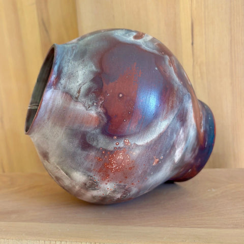 Lava Moon 2 | Handcrafted 7 Inch Porcelain Decorative Vase – Foil Saggar-Fired Artistry | Made in USA All Muddy 