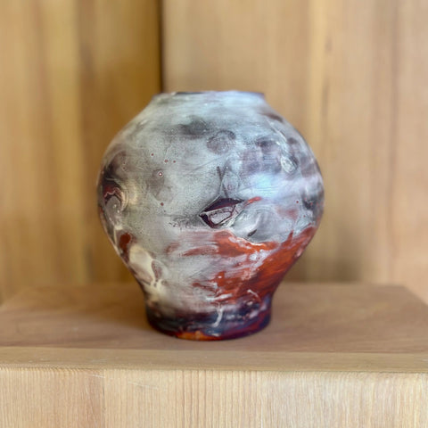 Lava Moon 2 | Handcrafted 7 Inch Porcelain Decorative Vase – Foil Saggar-Fired Artistry | Made in USA All Muddy 