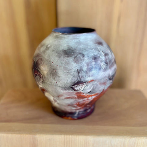 Lava Moon 2 | Handcrafted 7 Inch Porcelain Decorative Vase – Foil Saggar-Fired Artistry | Made in USA All Muddy 