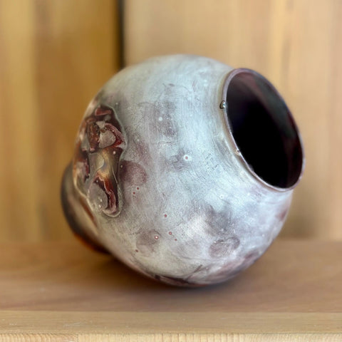 Lava Moon 2 | Handcrafted 7 Inch Porcelain Decorative Vase – Foil Saggar-Fired Artistry | Made in USA All Muddy 