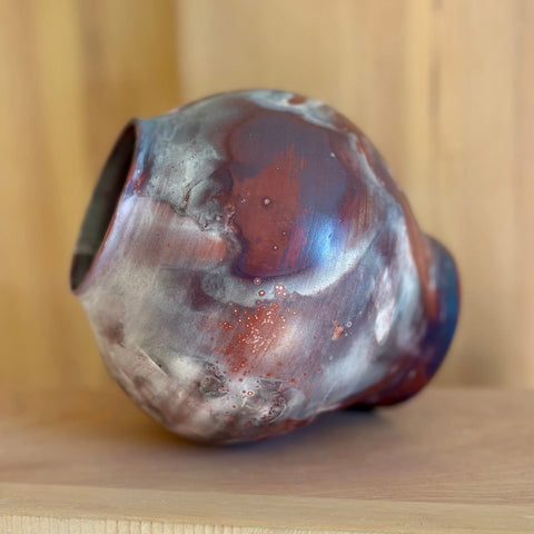 Lava Moon 2 | Handcrafted 7 Inch Porcelain Decorative Vase – Foil Saggar-Fired Artistry | Made in USA All Muddy 