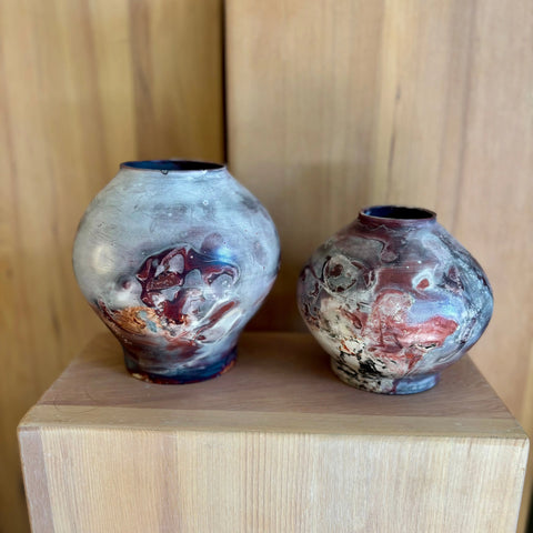 Lava Moon 2 | Handcrafted 7 Inch Porcelain Decorative Vase – Foil Saggar-Fired Artistry | Made in USA All Muddy 