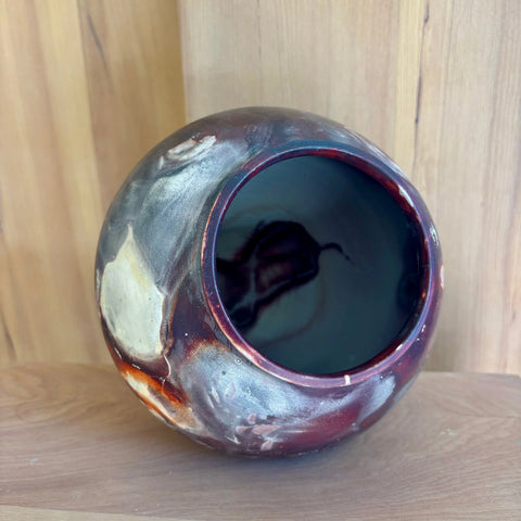 Lava Moon 3 | Handcrafted 7.5 Inch Porcelain Cosmic Foil Saggar Vase – Decorative Ceramic Art by Hillit Wahlberg | Made in USA All Muddy 