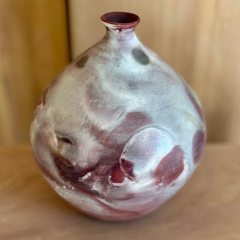 Lava Moon 4 | Handcrafted 7.25 Inch Foil Saggar-Fired Porcelain Vase – Lava Moon Design | Made in USA Home Decor All Muddy 