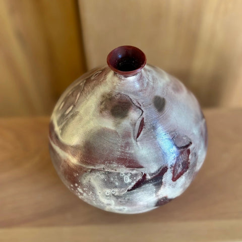 Lava Moon 4 | Handcrafted 7.25 Inch Foil Saggar-Fired Porcelain Vase – Lava Moon Design | Made in USA Home Decor All Muddy 