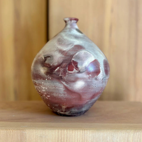Lava Moon 4 | Handcrafted 7.25 Inch Foil Saggar-Fired Porcelain Vase – Lava Moon Design | Made in USA Home Decor All Muddy 
