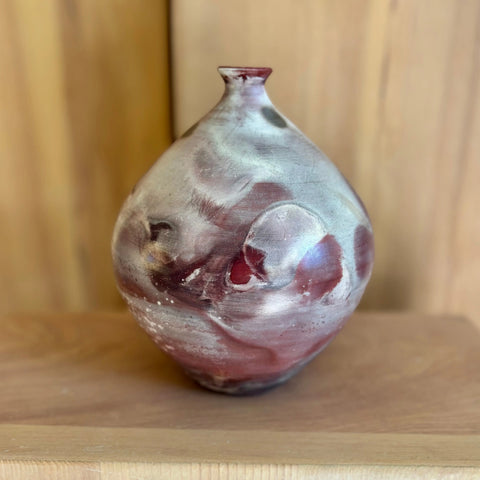 Lava Moon 4 | Handcrafted 7.25 Inch Foil Saggar-Fired Porcelain Vase – Lava Moon Design | Made in USA Home Decor All Muddy 