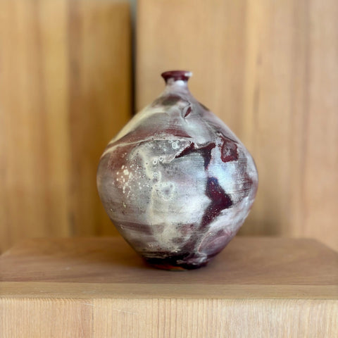 Lava Moon 4 | Handcrafted 7.25 Inch Foil Saggar-Fired Porcelain Vase – Lava Moon Design | Made in USA Home Decor All Muddy 