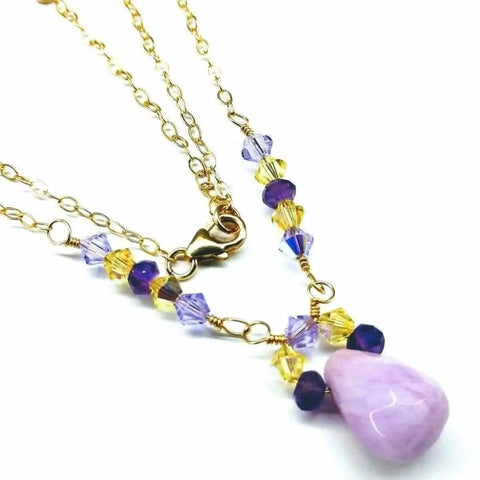 Lavender Candy Jade Drop Necklace – Gold Wire Wrapped Pendant | Handmade in USA Alexa Martha Designs  Necklaces