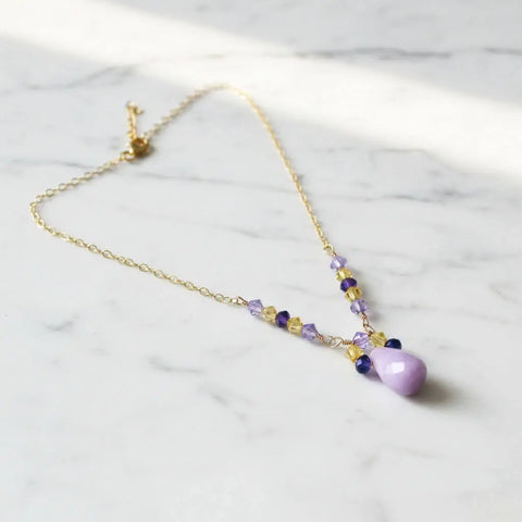 Lavender Candy Jade Drop Necklace – Gold Wire Wrapped Pendant | Handmade in USA Alexa Martha Designs  Necklaces