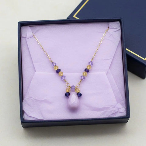 Lavender Candy Jade Drop Necklace – Gold Wire Wrapped Pendant | Handmade in USA Alexa Martha Designs  Necklaces