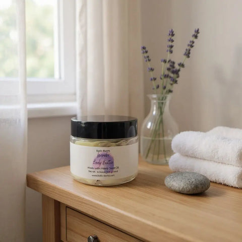 Lavender Hemp Seed Body Butter 4 Oz – Deep Hydrating Moisturizer with Shea & Cocoa Butter | Made in USA Bath Bums  body butter