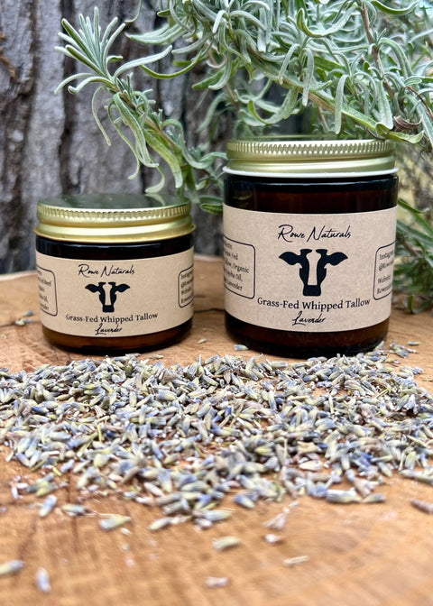 Lavender Infused 100% Grass-Fed Whipped Tallow Moisturizer – Organic Jojoba Blend | Made in USA Rowe Naturals  Herbal Infused Whipped Tallow