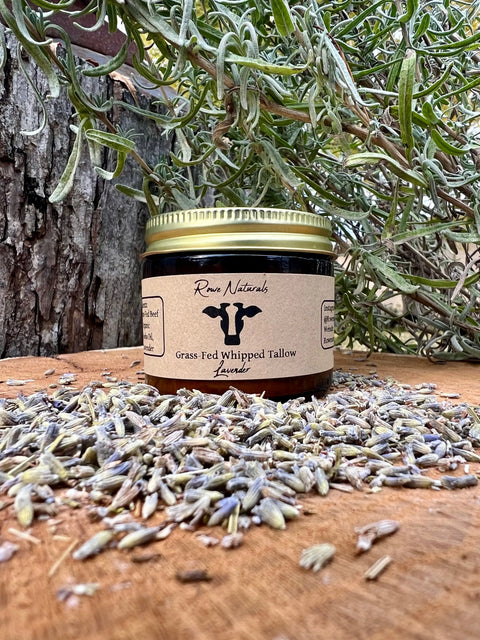 Lavender Infused 100% Grass-Fed Whipped Tallow Moisturizer – Organic Jojoba Blend | Made in USA Rowe Naturals  Herbal Infused Whipped Tallow