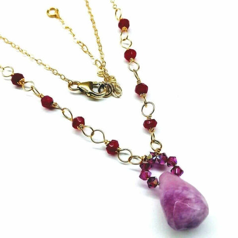 Lavender Jade Drop Pendant Necklace – 14KT Gold Filled Wire Wrapped | Handmade in USA Alexa Martha Designs  Necklaces