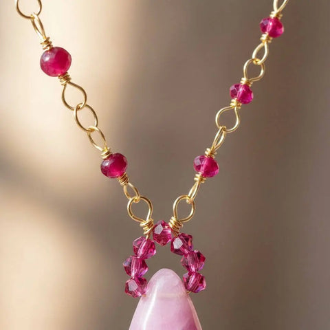 Lavender Jade Drop Pendant Necklace – 14KT Gold Filled Wire Wrapped | Handmade in USA Alexa Martha Designs  Necklaces