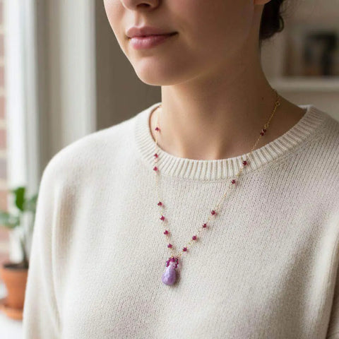 Lavender Jade Drop Pendant Necklace – 14KT Gold Filled Wire Wrapped | Handmade in USA Alexa Martha Designs  Necklaces
