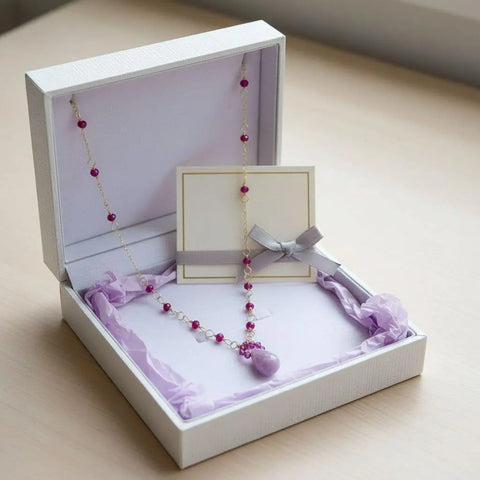 Lavender Jade Drop Pendant Necklace – 14KT Gold Filled Wire Wrapped | Handmade in USA Alexa Martha Designs  Necklaces