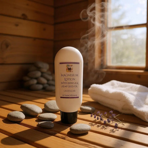 Lavender Magnesium Lotion With Arnica and Hemp Seed Oil 3.1 Oz – Muscle Relief Skin Care | Made in USA Bath Bums  body butter