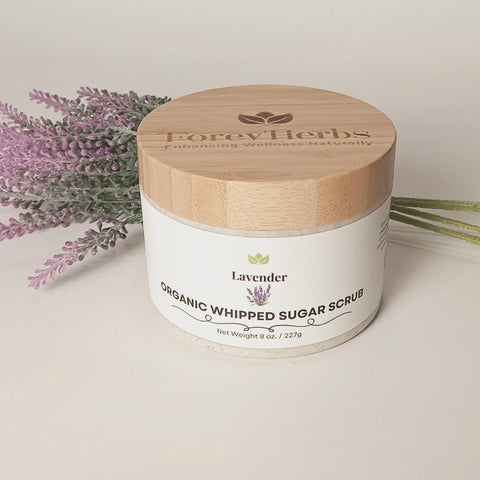 Lavender Organic Whipped Sugar Scrub 8oz – Natural Skincare | Handcrafted in USA Forev'Herbs  Sugar Scrub
