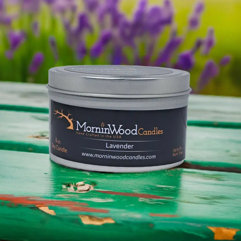 Lavender Soy Wax Candle 6oz Tin – Eco-Friendly Home Fragrance with Citrus & Cedar Notes | Made in USA MorninWood Candles  Candles