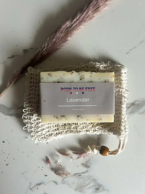 Lavender Tallow Soap Bar Born to be Free  Soap 13.00 Bar + Exfoliating Pouch