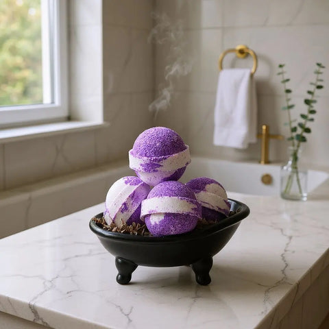 Lavender Vanilla Scented Bath Bomb 2 Inch Diameter – Moisturizing Shea Butter Blend | Made in USA Bath Bums  bath bomb
