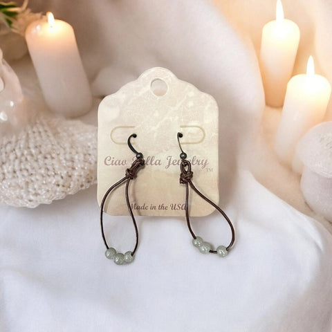 Leather Loop Earrings With Triple Pearl Beads – Lightweight Organic Jewelry | Made in USA Michelle Marie Boutique  Earrings