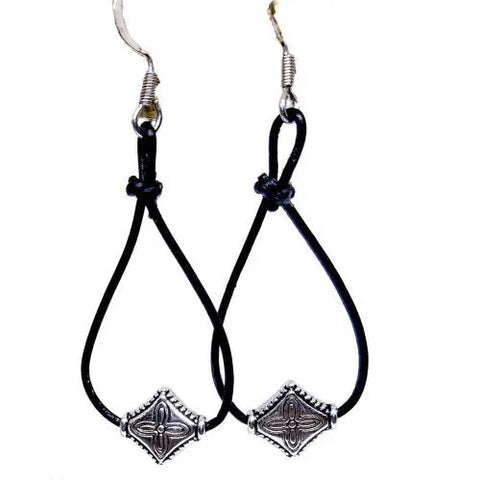 Leather Teardrop Earrings With Silver and Gunmetal Accents – Stylish Artisan Jewelry | Made in USA Michelle Marie Boutique  Earrings