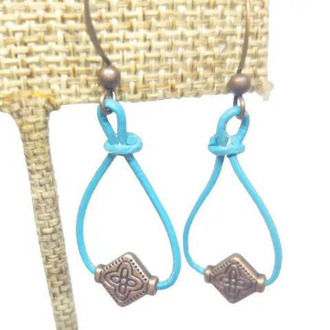 Leather Teardrop Earrings With Silver and Gunmetal Accents – Stylish Artisan Jewelry | Made in USA Michelle Marie Boutique  Earrings