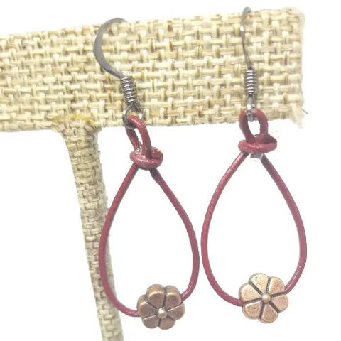 Leather Teardrop Earrings With Silver and Gunmetal Accents – Stylish Artisan Jewelry | Made in USA Michelle Marie Boutique  Earrings
