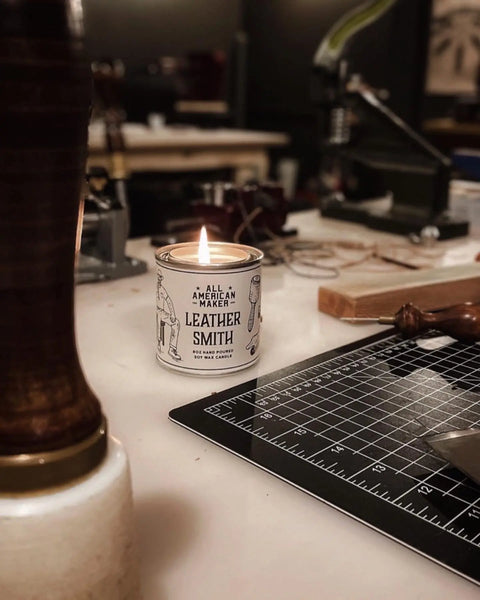 Leathersmith Scented Soy Wax Candle 8oz – Hand Poured Americana Fragrance | Made in USA Home Decor All American Maker 