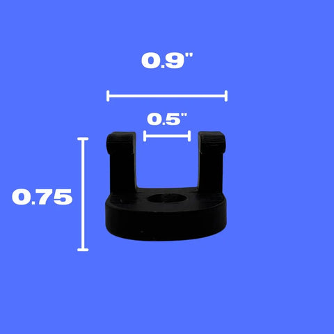 The Chatelet Manufacturing Collectible Car Wall Mount is a black plastic U-shaped holder with a circular base, sized 0.9 wide, 0.5 inner gap, and 0.75 tall—perfect for vertically displaying your Lego Technic Lamborghini Huracán Tecnica 42161.