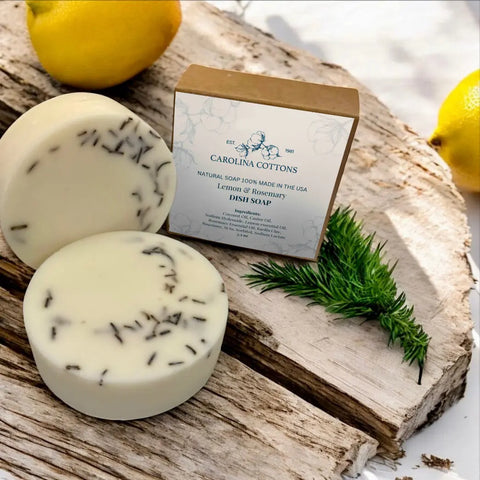 Lemon Rosemary Dish Soap Bar – Natural Zero Waste Cleanser | Made in USA Carolina Cottons  Dish Soap