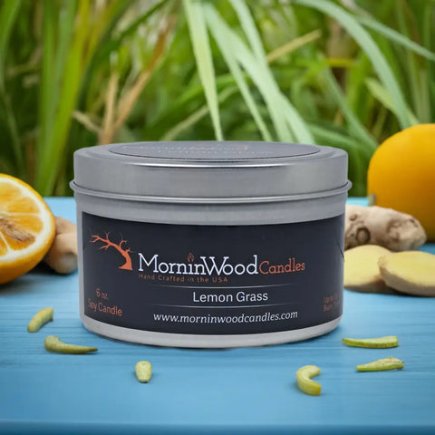 Lemongrass Soy Candle 6 oz – Natural Home Fragrance Tin – 35 Hour Burn Time | Made in USA MorninWood Candles  Candles