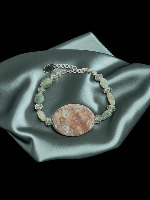 Leopard Jasper Gemstone Bracelet 7 Inch Adjustable – Natural Stone Jewelry | Made in USA by Michelle Marie Boutique Michelle Marie Boutique  Bracelets