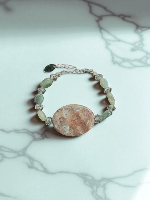 Leopard Jasper Gemstone Bracelet 7 Inch Adjustable – Natural Stone Jewelry | Made in USA by Michelle Marie Boutique Michelle Marie Boutique  Bracelets
